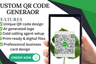 create custom qr code business card design logo generator ai cold calling agent