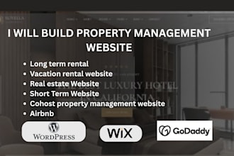 build your property management website, vacation rentals booking wordpress wix