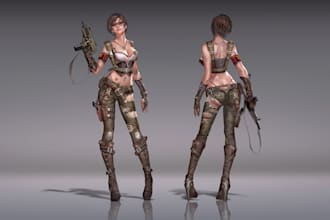create fantasy or scifi game character, environment, 3d weapon concept art