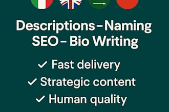 creative bios and brand names in 4 languages