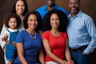 draw realistic family portrait, couple or group from photo