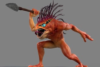 design 3d zbrush creature model,unity game,stl 3d printing,vrm avatar,animation