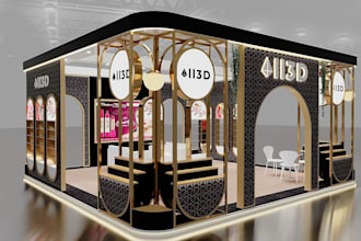 remodel realistic 3d cosmetic booth,exhibition stand stall,show room in lumion