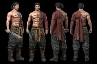 create 3d game character, realistic 3d character model, 3d second life xgen hair