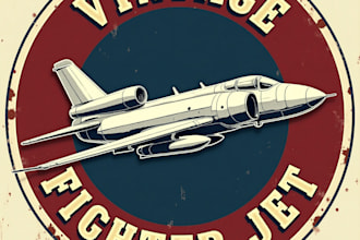 design high quality vintage fighter jet logo with free source file