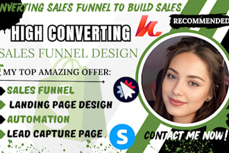 design clickfunnels sales funnel, kajabi, ghl website, systeme io landing page