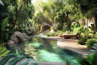 make backyard landscape design pool, rendering, garden