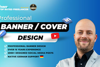 design you a professional banner for facebook, linkedin or youtube
