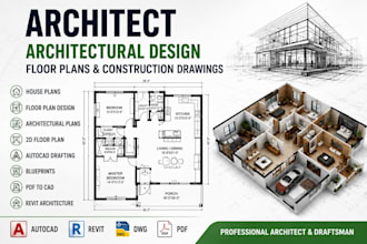 draw professional floor plans, architectural plans and cad drawings