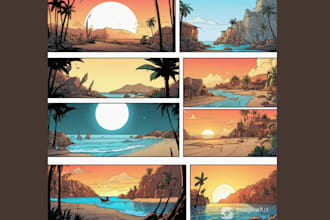 illustrate cinematic storyboard frames for your film or animation