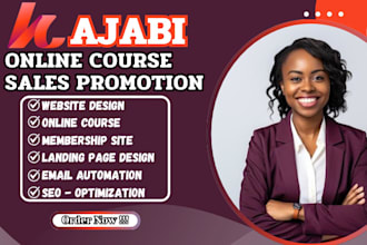 design kajabi website, online course, sales funnel and email automation