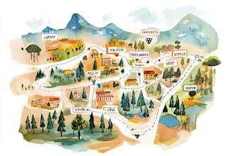 make watercolor map illustration just for you