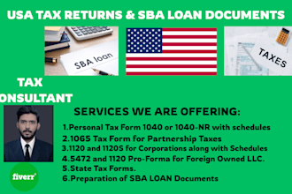 prepare USA tax reutn and sba loan