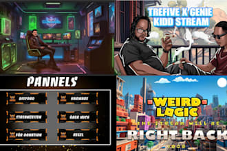 design custom twitch stream overlay, twitch panels stream screens banner design