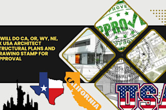 ca, or, wy, ne, tx usa architect structural plans and drawing stamp for approval