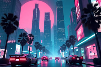 create 80s synthwave vaporwave retro vintage portrait illustration from photo