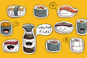 draw cartoon hand drawn sticker design, badge, patch design
