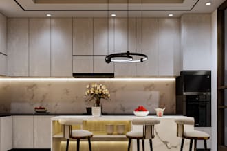 design kitchen interior and realistic rendering