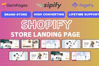 create shopify landing page using gempages, pagefly, zipify