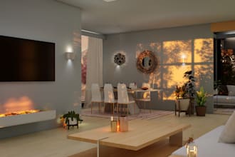 resort 3d apartment interior, seat terrace, sitting room design,backyard, render