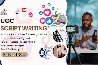 write your ugc video script for tiktok youtube ig reels videos in english french