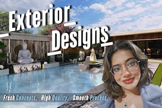 design backyard, hardscape, pool deck, patio, outdoor kitchen, driveway render