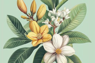 craft a beautiful botanical or floral illustration