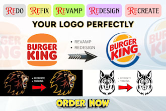 redesign, fix, trace or create a business logo that actually work for your brand