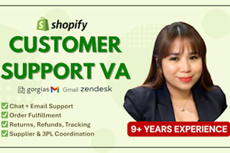 be your shopify customer support VA, email and chat support