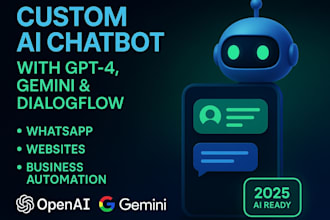 build custom ai assitant chatbot using gpt 4o, gemini, dialogflow for whatsapp