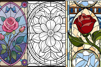 draw custom floral motifs stained glass book art home decor wall art suncatchers