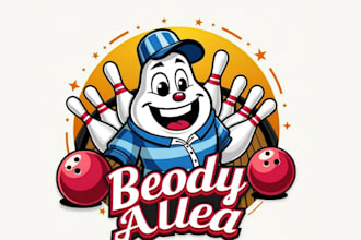 design high qualityt bowling mascot logo with creative c