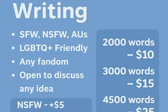 write the fanfiction or book of your desires for you