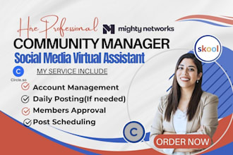 be your skool community manager build skool group promotion virtual assistant