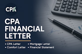 audit US cpa financial statement letter, comfort letter, mortgage income letter