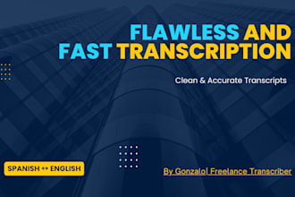 deliver audio and video transcription in english and spanish