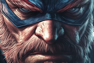 design premium superhero caricature character