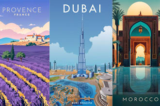 design event travel poster art vacation banner wall art business flyer vintage