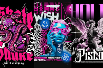 draw urban y2k streetwear design clothing brand logo custom t shirt merch design