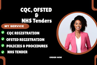 write cqc, ofsted registration, nhs UK tender, policies and  procedures