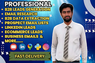 do b2b leads generation, data extraction, email research and build prospect list