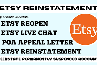 do etsy shop reinstatement, reopen etsy suspended account etsy appeal letter