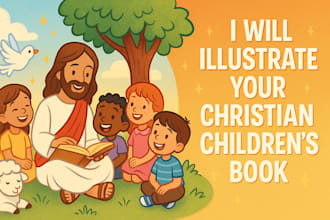 illustrate your christian childrens storybook, bible stories, kids prayer books