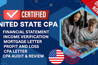 prepare and sign CPA certified financial statement, US CPA audit comfort letter