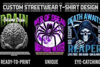 do custom edgy bold and trendy streetwear t shirts designs
