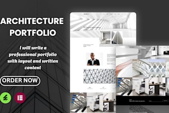 design a professional architecture portfolio with layout and written content
