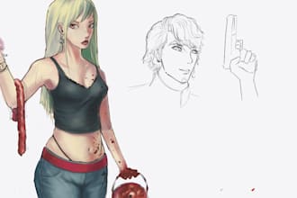 draw a custom character design or reference sheet