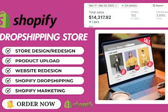 do shopify store design, redesign, shopify dropshipping store, shopify website