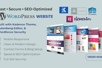 build a secure, wordpress website using kadence, gutenberg, and wordfence