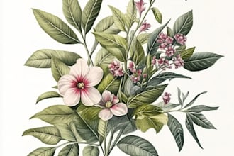 botanical illustrations of plants fruits, flowers, vegetable